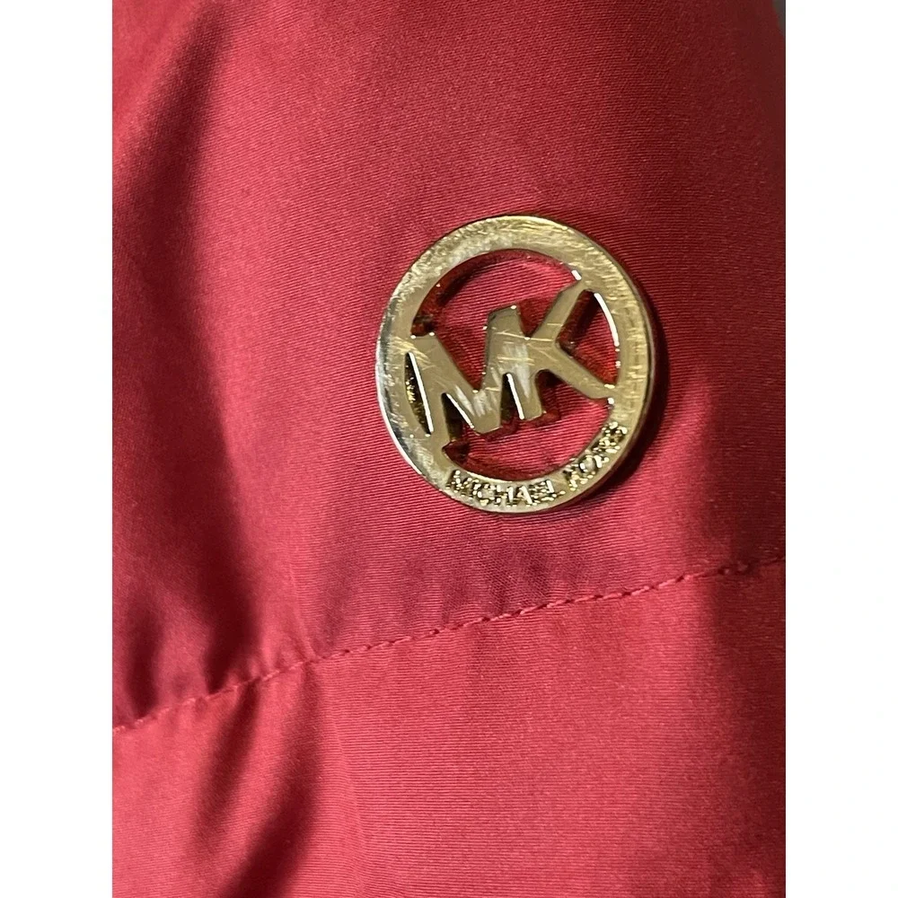 Michael Kors Red Women's‎ Coat Size Medium Faux Fur Hood Puffer Jacket EUC